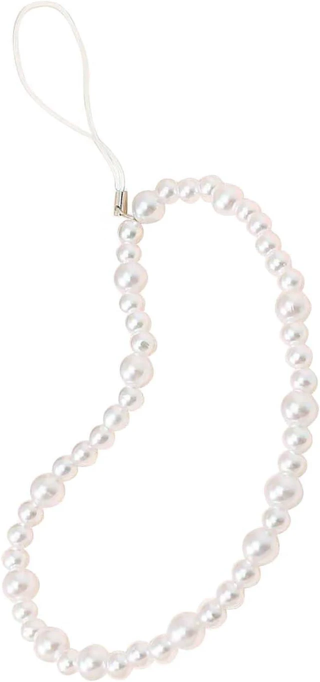 Main image of Beaded Phone Charm Lanyard Strap Girly Style Fixed Beads Pearl Lanyards
