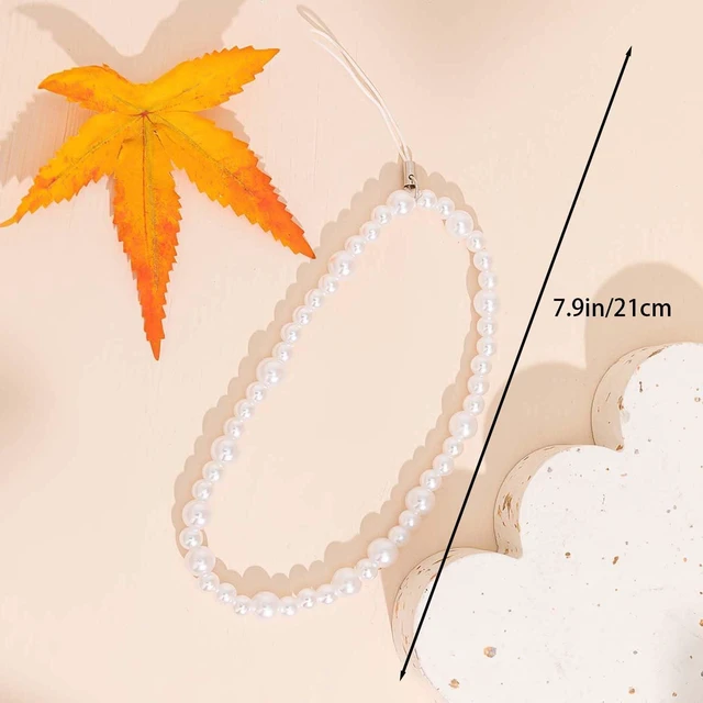 Alt view image 5 of 7 - Beaded Phone Charm Lanyard Strap Girly Style Fixed Beads Pearl Lanyards
