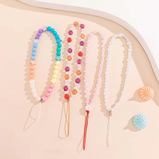 Alt view image 6 of 7 - Beaded Phone Charm Lanyard Strap Girly Style Fixed Beads Pearl Lanyards