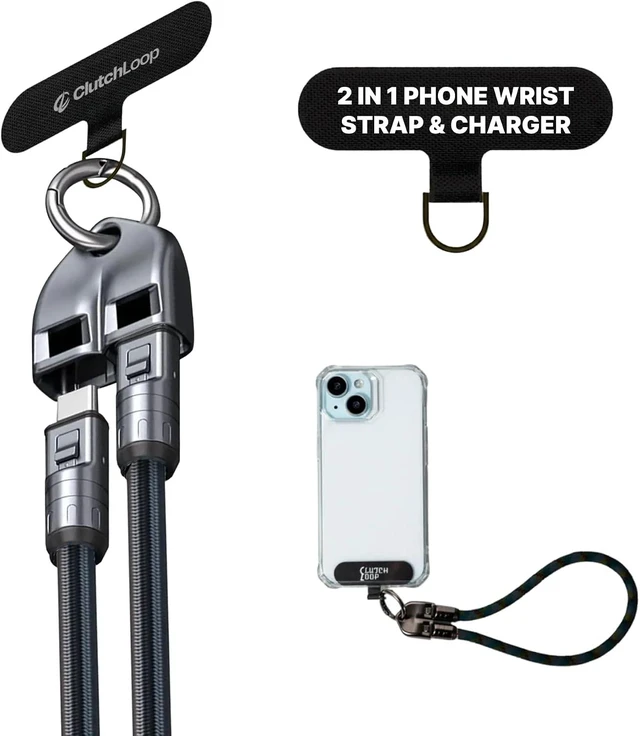 Main image of Cell Phone Lanyard and USB C to USB C Charger for iPhone: Wrist Strap Most iPhone and Android Smartphones