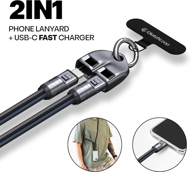 Alt view image 2 of 7 - Cell Phone Lanyard and USB C to USB C Charger for iPhone: Wrist Strap Most iPhone and Android Smartphones