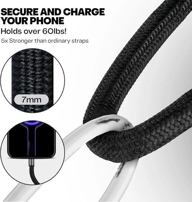Alt view image 3 of 7 - Cell Phone Lanyard and USB C to USB C Charger for iPhone: Wrist Strap Most iPhone and Android Smartphones