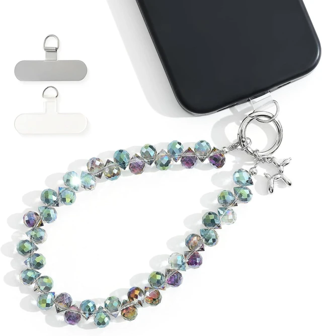 Alt view image 2 of 7 - Sparkling Beaded Phone Wrist Strap with Box D-Dark Purple