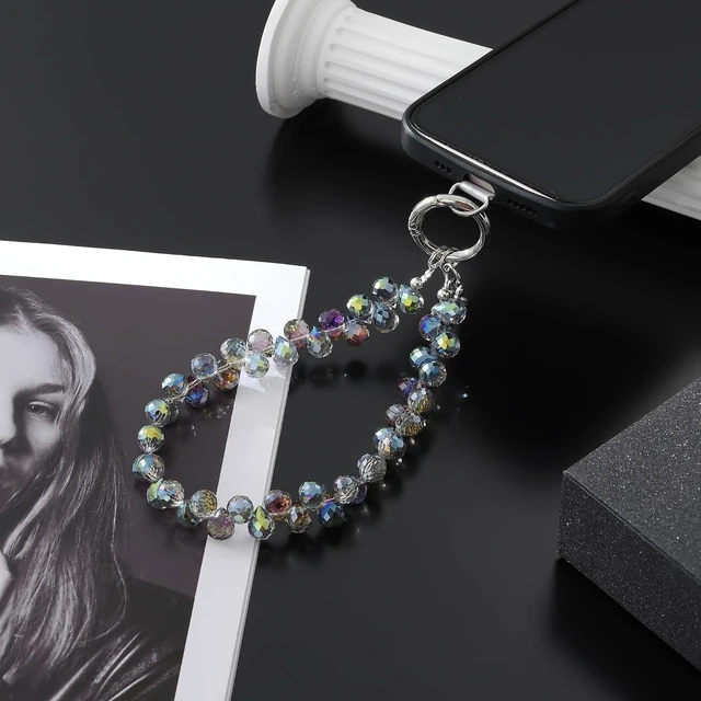 Alt view image 3 of 7 - Sparkling Beaded Phone Wrist Strap with Box D-Dark Purple