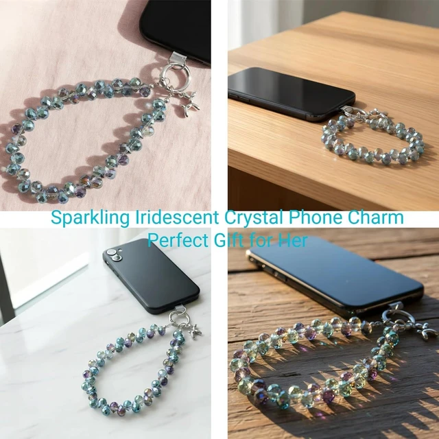 Alt view image 4 of 7 - Sparkling Beaded Phone Wrist Strap with Box D-Dark Purple