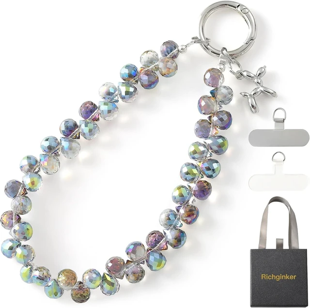Main image of Sparkling Beaded Phone Wrist Strap with Box D-Dark Purple