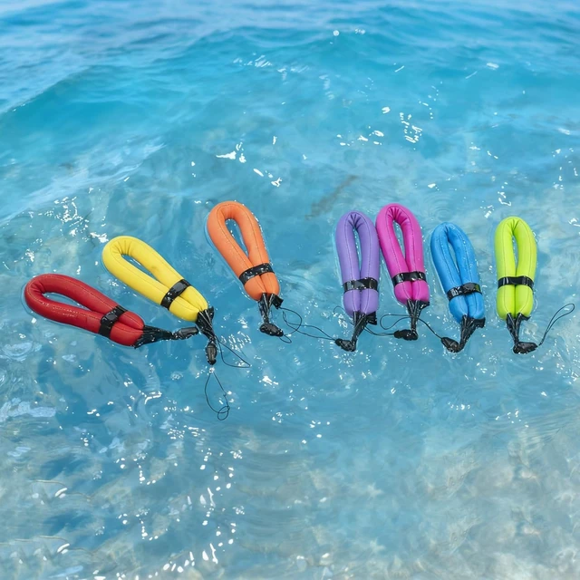 Alt view image 7 of 7 - Floating Wrist Strap for Underwater Camera Action Camera Phone Yellow
