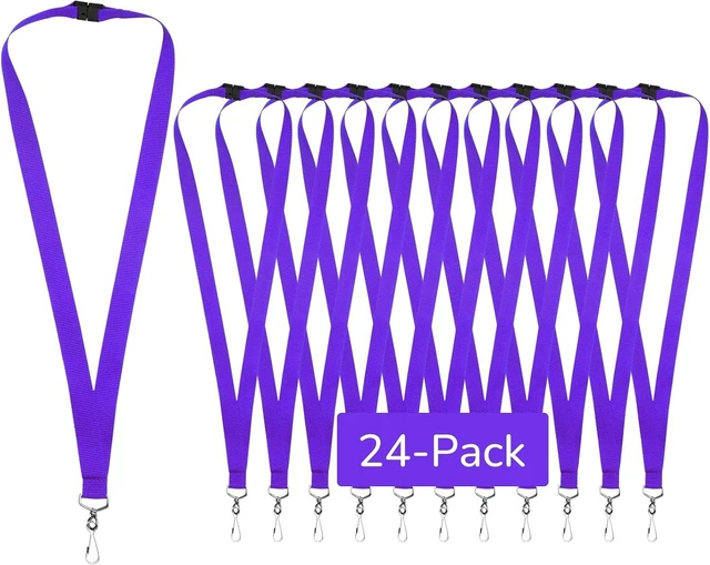 Main image of 24-Pack Purple Breakaway Lanyards for id Badges Polyester Neck Straps for ID Cards Keys Office School & Events