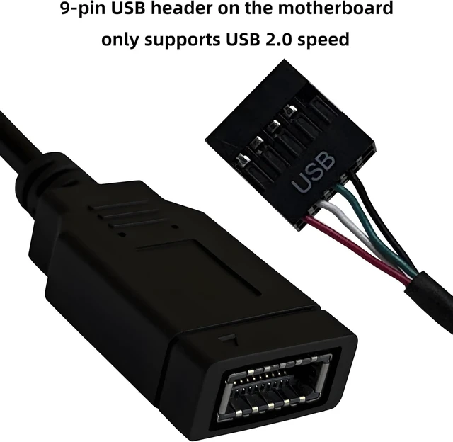 Alt view image 3 of 7 - Motherboard USB 2.0 to USB C 3.2 Gen 1 Header Adapter (Single-Head)