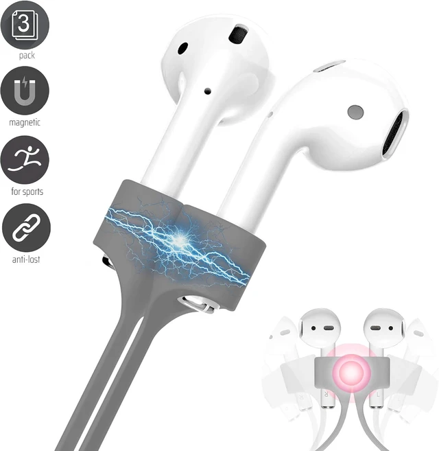 Alt view image 6 of 7 - Ultra Strong Magnetic Airpod Pro Strap Anti-Lost Cord Sports Lanyard Compatible with Airpods 3rd 2nd Generation Pro 3 2 1 (3 Grey)