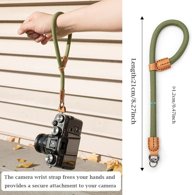 Alt view image 3 of 7 - Rope Camera Wrist Strap Camera Hand Strap Compatible with A6400 A6000 A7 IV for Fujifilm X100V for Nikon Zf Z30 for Canon EOS R6 R7 R8 R10 Camera Wrist Straps for dslr - Green