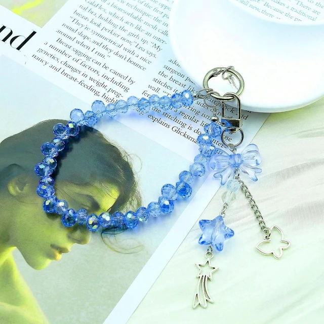 Alt view image 5 of 7 - Crystal Beaded Phone Wrist Strap Cute Cellphone Lanyard Chain Bow Keychain Wristlet Bag Charms for Women