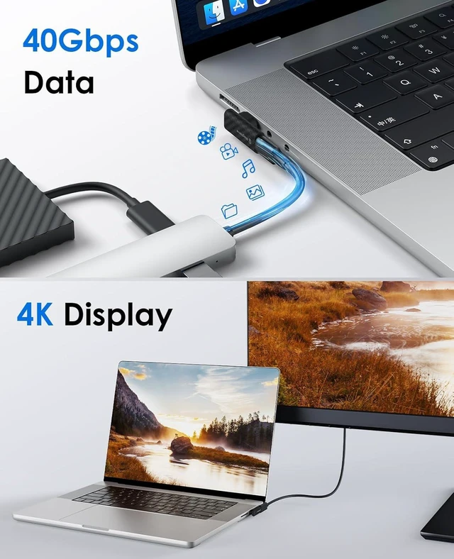 Alt view image 5 of 7 - 2Pack 240W Magnetic USB C Right Angle Adapter 40Gbps Type C Extender 24Pin