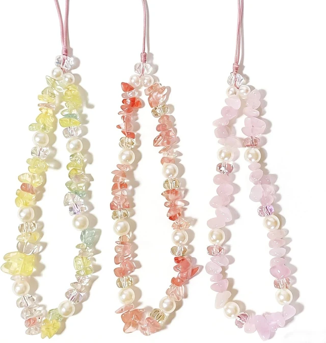 Main image of Phone Charm Beaded Camera Wrist Strap Cute Chain Lanyard Wristlet
