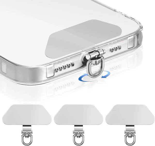 Main image of Metal Phone Tether Tab 360° Rotating Phone Lanyard Tab 3Pack Silver