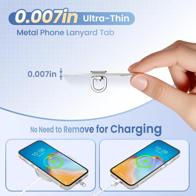 Alt view image 3 of 7 - Metal Phone Tether Tab 360° Rotating Phone Lanyard Tab 3Pack Silver
