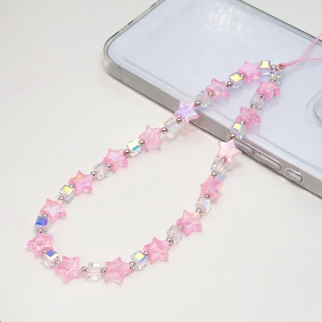 Alt view image 2 of 7 - Star Phone Charm Wrist Strap Beaded Lanyard Wristlet Chain Anti-Theft Bracelet Strap for iPhone & More Cases