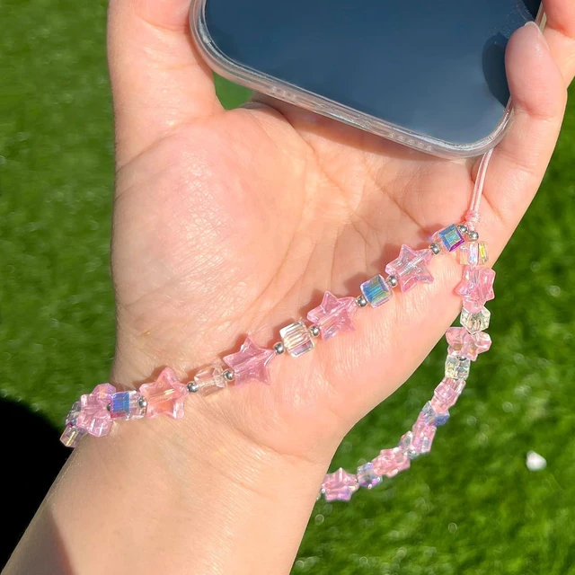 Alt view image 4 of 7 - Star Phone Charm Wrist Strap Beaded Lanyard Wristlet Chain Anti-Theft Bracelet Strap for iPhone & More Cases