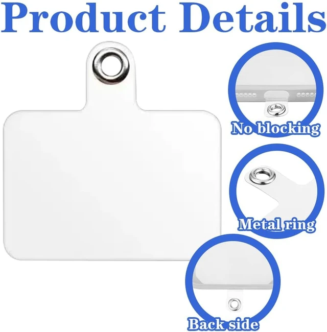 Alt view image 5 of 7 - 50 PCS Phone Lanyard Tabs Universal Phone Tether Tabs Clear Tether Tab for Cell Phone Pvc Transparent Lanyard Patches Compatible with iPhone Case Smartphone Case Non Adhesive