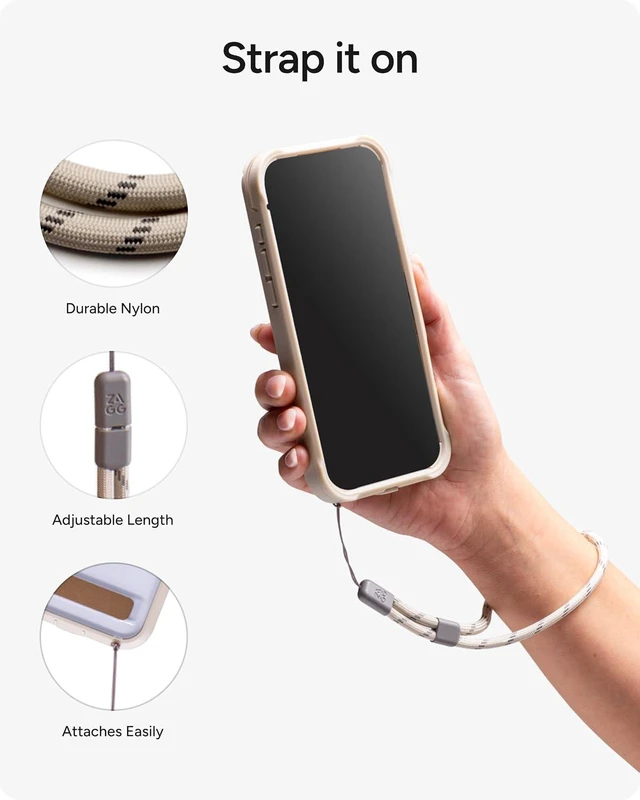 Alt view image 2 of 7 - Wrist Strap for Phone & AirPods Cases Adjustable Comfortable Nylon Lanyard Fits Lanyard Eyelets & Closed-Bottom Cases