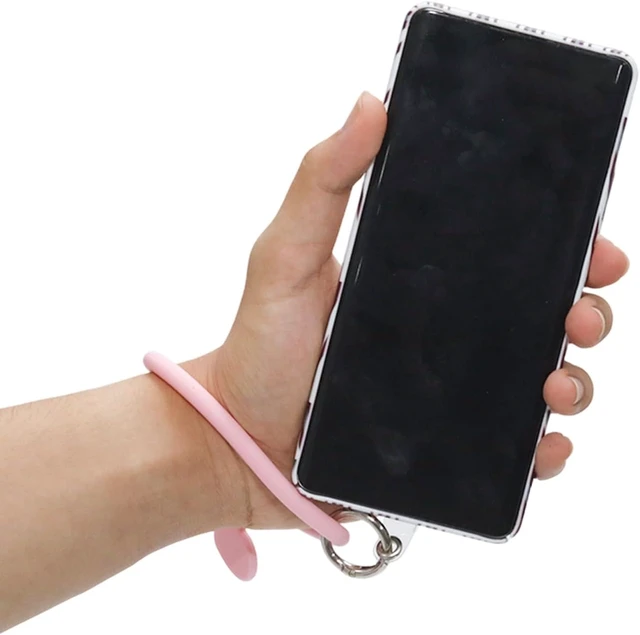 Alt view image 3 of 5 - 2 Pcs Heart Loop Phone Lanyard Silicone Wrist Strap Universal Key Chain Holder with Back Patch