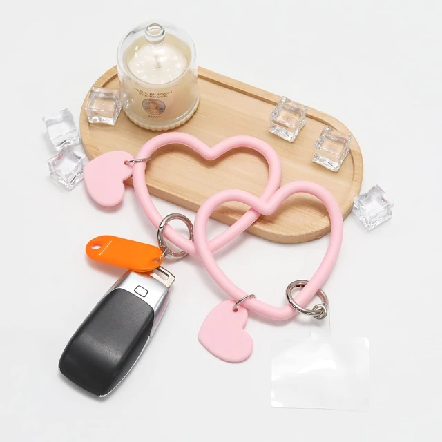 Alt view image 4 of 5 - 2 Pcs Heart Loop Phone Lanyard Silicone Wrist Strap Universal Key Chain Holder with Back Patch