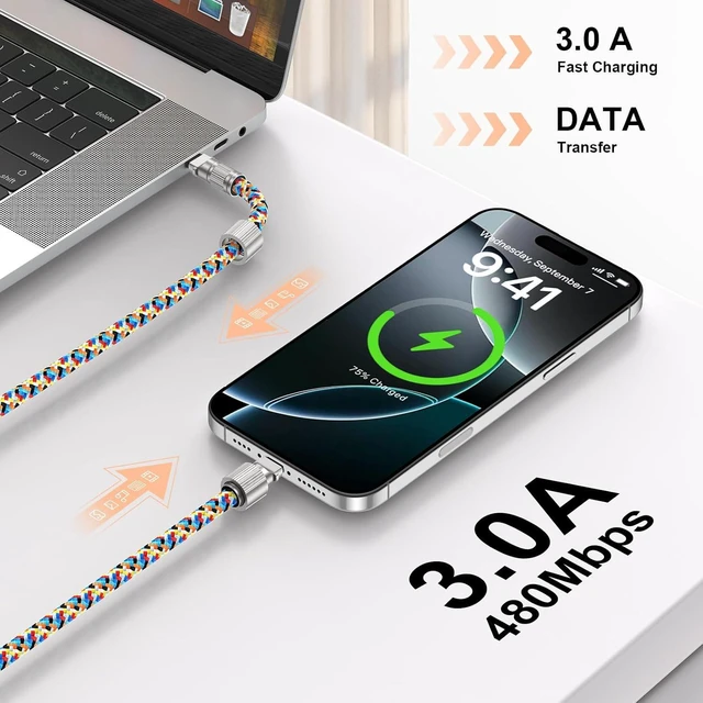 Alt view image 3 of 7 - Phone Lanyard Built-in USB-C to C Fast Charging Cable 2Pack 65W High Speed