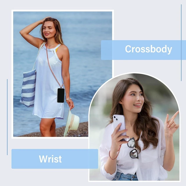Alt view image 5 of 7 - 2 Pack Phone Chain Crossbody with Tether Tab Rose Gold