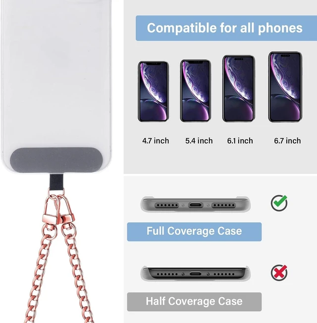 Alt view image 4 of 7 - 2 Pack Phone Chain Crossbody with Tether Tab Rose Gold