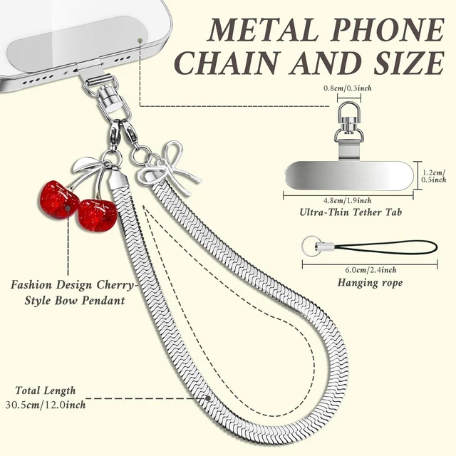 Alt view image 2 of 7 - Phone Wrist Strap Phone Charm Strap Metal Phone Chain Tab Welding Process not Easy to Break