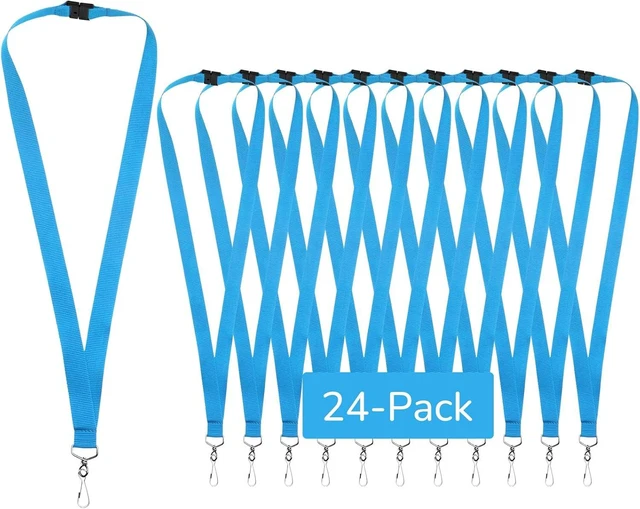 Main image of 24-Pack Sky Blue Breakaway Lanyards for id Badges Polyester Neck Straps for ID Cards Keys Office School & Events