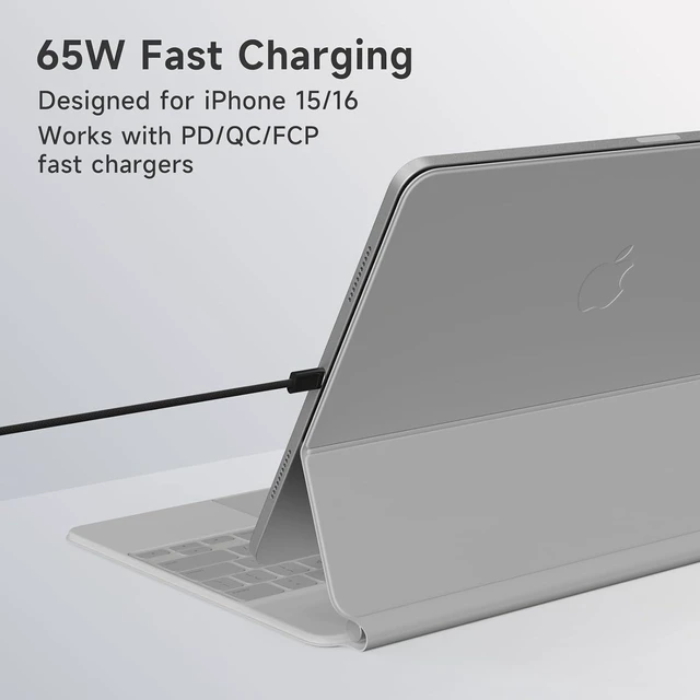 Alt view image 3 of 7 - USB C Wrist Strap Charging Cable 65W USB C to USB C Fast Charge Cord