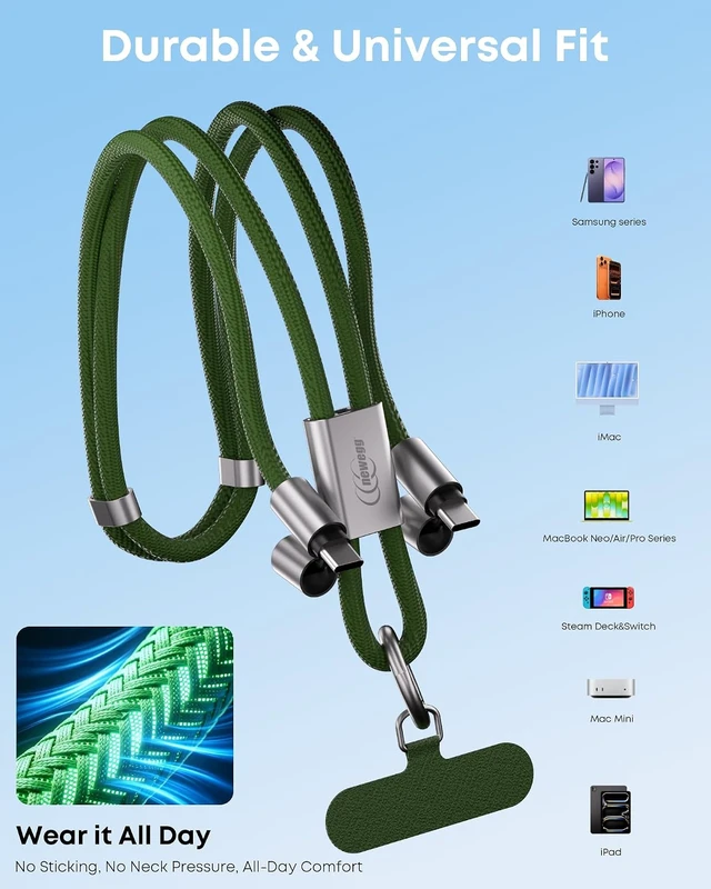 Alt view image 5 of 6 - Phone Wrist Strap & 240W USB-C Cable 2-in-1 Lanyard