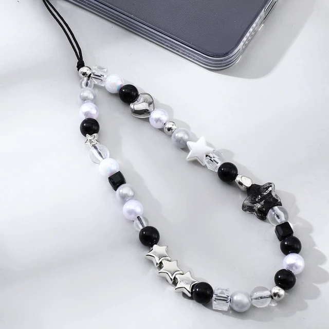 Alt view image 3 of 7 - 2PCS Beaded Camera Wrist Strap Cool Black Star Phone Lanyard