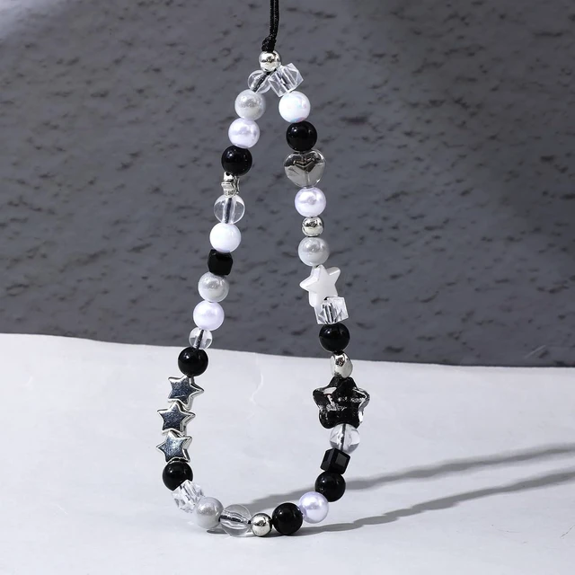 Alt view image 4 of 7 - 2PCS Beaded Camera Wrist Strap Cool Black Star Phone Lanyard