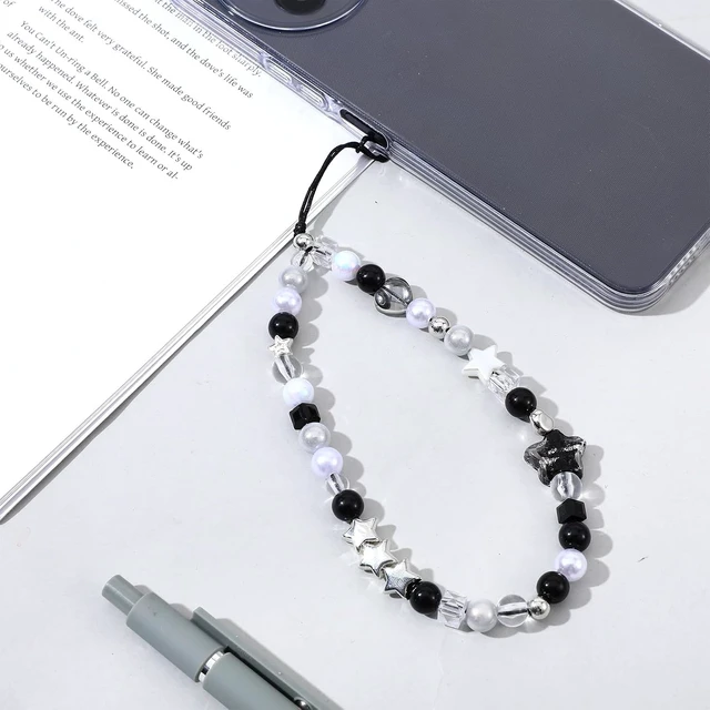 Alt view image 5 of 7 - 2PCS Beaded Camera Wrist Strap Cool Black Star Phone Lanyard
