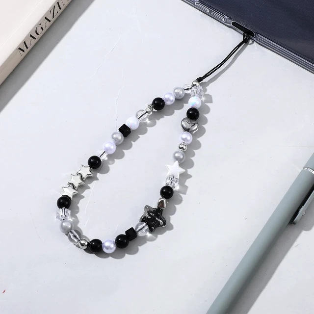 Alt view image 6 of 7 - 2PCS Beaded Camera Wrist Strap Cool Black Star Phone Lanyard