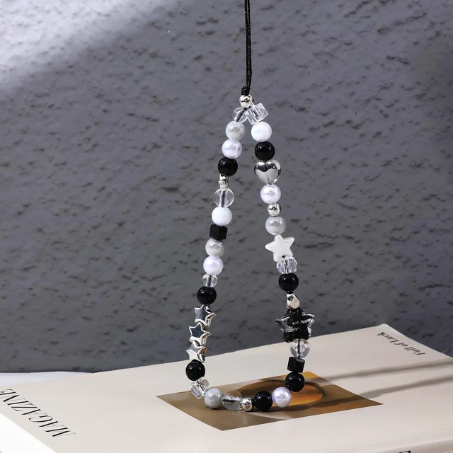 Alt view image 7 of 7 - 2PCS Beaded Camera Wrist Strap Cool Black Star Phone Lanyard