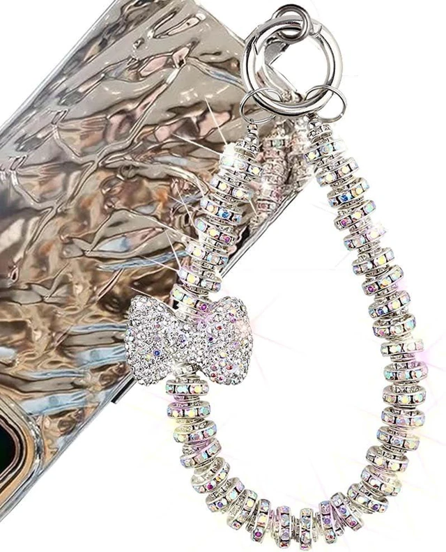 Main image of Luxury Diamond Phone Wrist Strap Phone Lanyard With Phone Tether Tab Shiny Rhinestone Phone Chain Phone Charm Phone Strap Wrist Lanyard for Keys Bow keychain Wristlet Cell Phone Lanyards for Women