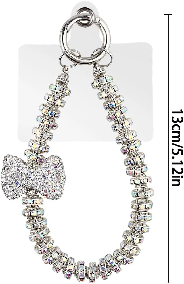 Alt view image 4 of 7 - Luxury Diamond Phone Wrist Strap Phone Lanyard With Phone Tether Tab Shiny Rhinestone Phone Chain Phone Charm Phone Strap Wrist Lanyard for Keys Bow keychain Wristlet Cell Phone Lanyards for Women