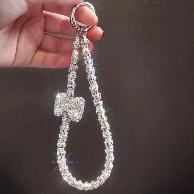 Alt view image 7 of 7 - Luxury Diamond Phone Wrist Strap Phone Lanyard With Phone Tether Tab Shiny Rhinestone Phone Chain Phone Charm Phone Strap Wrist Lanyard for Keys Bow keychain Wristlet Cell Phone Lanyards for Women