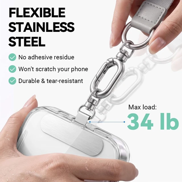 Alt view image 3 of 7 - Universal Metal Phone Tether Tab Heavy-duty Phone Lanyard Tab for Wrist&Crossbody Straps Full-cover Phone Cases