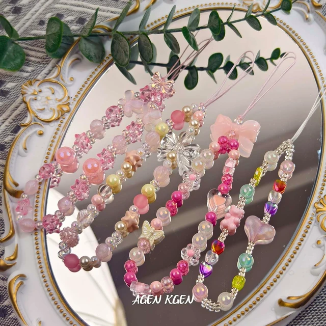 Alt view image 2 of 7 - Phone Charms Cute Beaded Phone Lanyard Wrist Strap Aesthetic CellPhone Keychain Cute PhoneCharms for Women