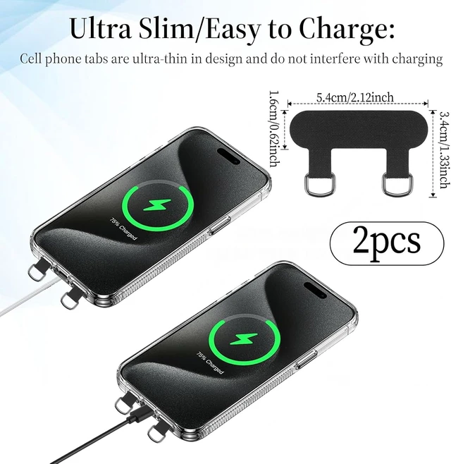 Alt view image 2 of 7 - 2 Pcs 2 Way Cell Phone Tether Tab Metal Double Head Cellphone Lanyard Patch Strap Insert Phone Lanyard Tab Remote Control Tether Phone Case Lanyard Without Adhesive Only for Case with Dual Holes