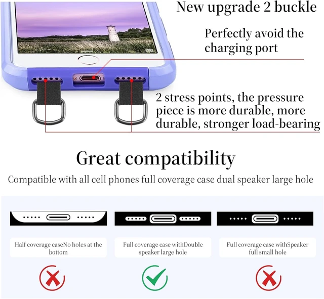 Alt view image 3 of 7 - 2 Pcs 2 Way Cell Phone Tether Tab Metal Double Head Cellphone Lanyard Patch Strap Insert Phone Lanyard Tab Remote Control Tether Phone Case Lanyard Without Adhesive Only for Case with Dual Holes