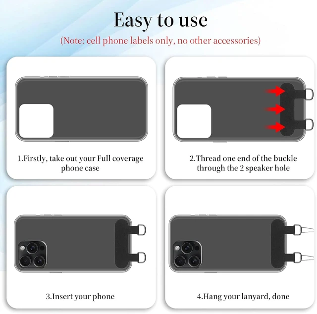 Alt view image 5 of 7 - 2 Pcs 2 Way Cell Phone Tether Tab Metal Double Head Cellphone Lanyard Patch Strap Insert Phone Lanyard Tab Remote Control Tether Phone Case Lanyard Without Adhesive Only for Case with Dual Holes