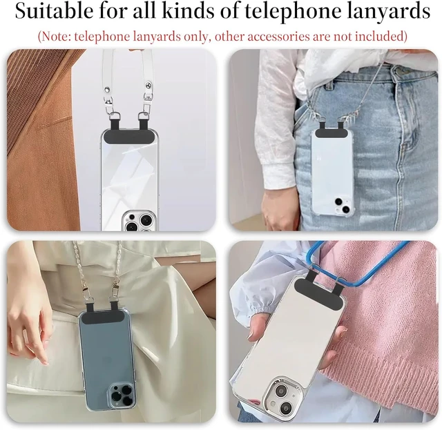 Alt view image 7 of 7 - 2 Pcs 2 Way Cell Phone Tether Tab Metal Double Head Cellphone Lanyard Patch Strap Insert Phone Lanyard Tab Remote Control Tether Phone Case Lanyard Without Adhesive Only for Case with Dual Holes