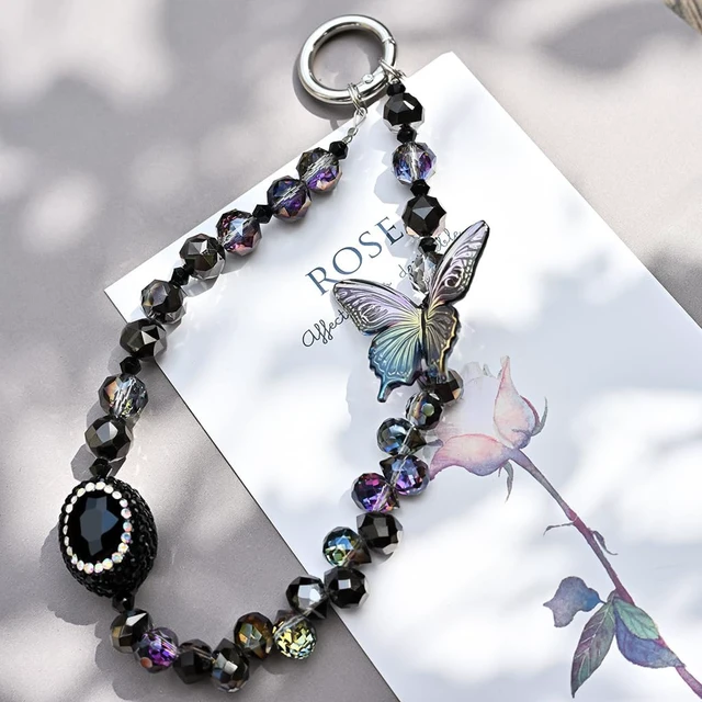 Alt view image 3 of 7 - Phone Charm Wrist Strap Beaded Phone Chain Wristlet Cute Cellphone Charms Lanyard with Tether Tab Keychain