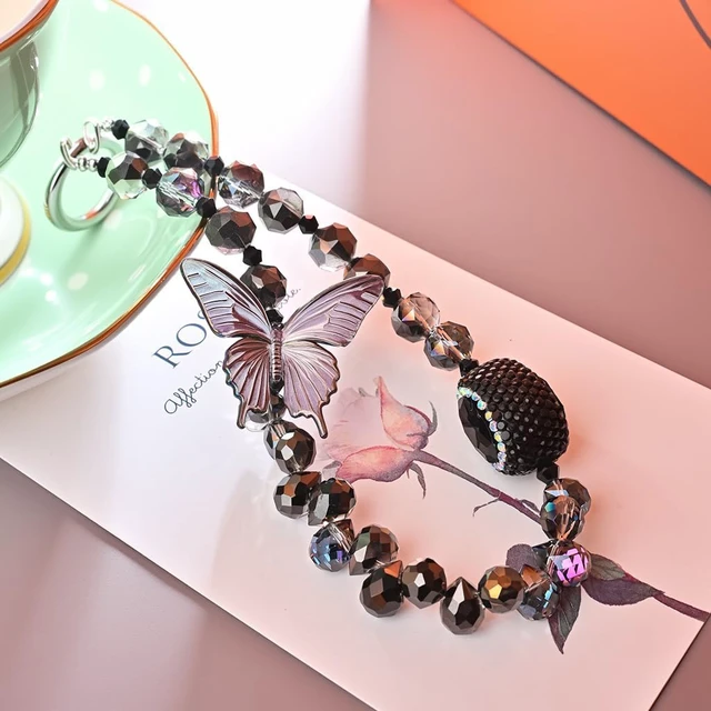 Alt view image 5 of 7 - Phone Charm Wrist Strap Beaded Phone Chain Wristlet Cute Cellphone Charms Lanyard with Tether Tab Keychain
