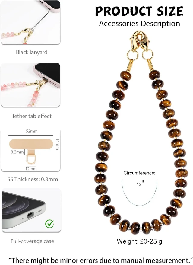 Alt view image 3 of 7 - Beaded Phone Charm Wrist Strap with Tether Tab Camera Lanyard